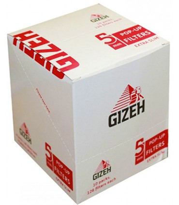 1118 - Κουτί με 10 φιλτράκια GIZEH pop up extra slim 5,0 mm 126 φίλτρα GIF007