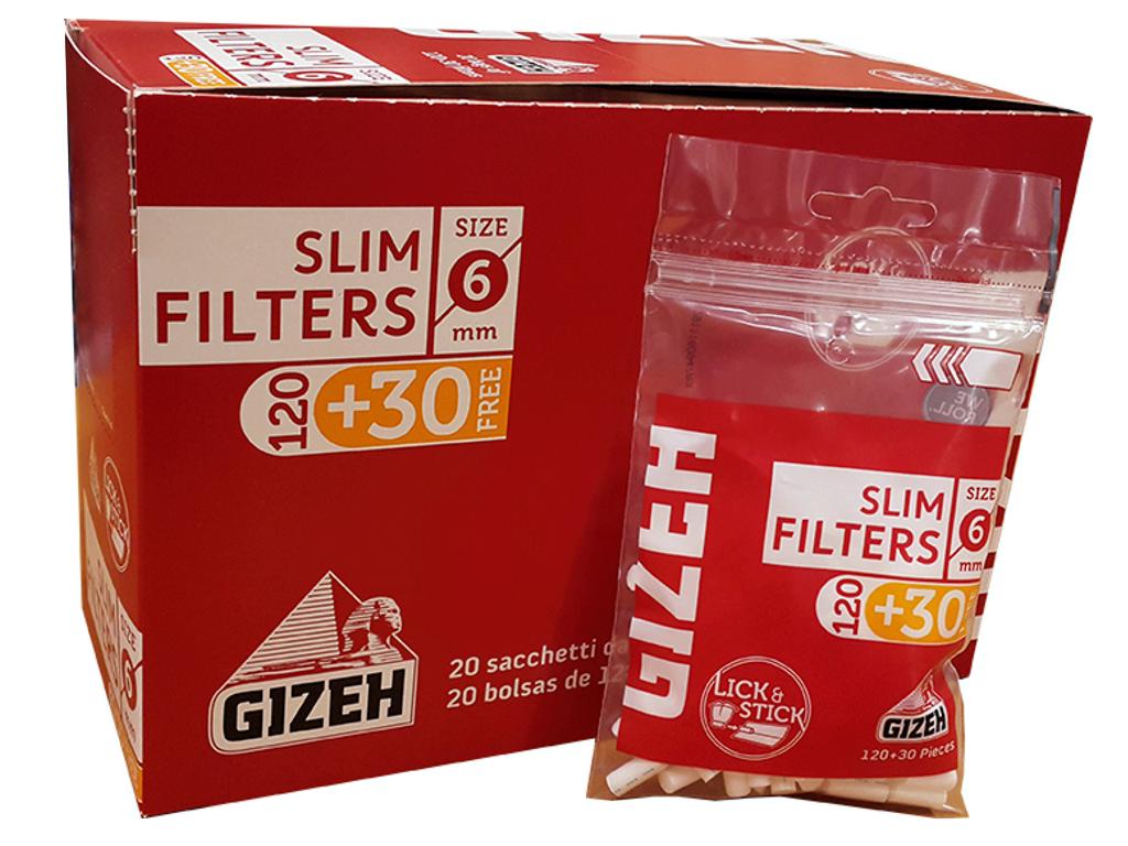 Φιλτράκια GIZEH SLIM 6mm κοκκινα (€ 0,60 το ένα), (κουτί 20 τεμ)