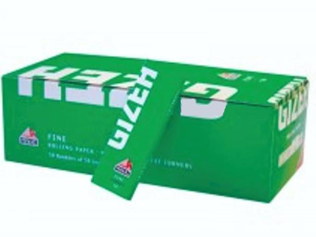 Κουτί με 50 χαρτάκια στριφτού GIZEH Fine Cut Corners πράσινα 50 φύλλα GIP045
