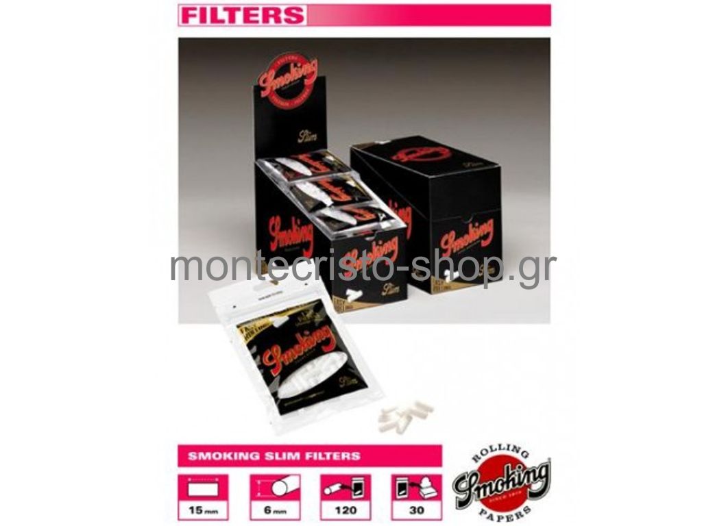 1158 - Φίλτρα Smoking DeLuxe SLIM 6mm κουτί 30 τεμ €1.08 το σακουλάκι