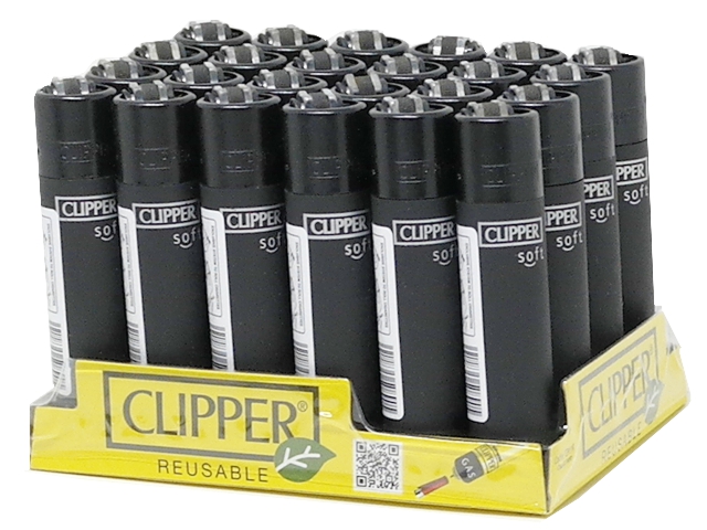 11931 - Clipper Soft Touch Black + BW D24 Large CP11RH αναπτήρας (κουτί 24 τεμ)