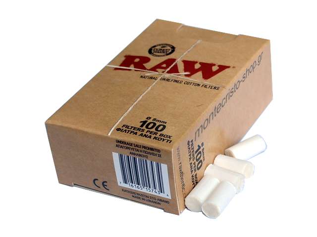 2474 - Φιλτράκια στριφτού Raw Regular Κανονικό 8mm (100 φιλτράκια)