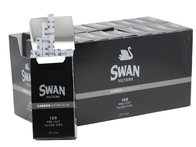 12130 - Φιλτράκια Swan CARBON Extra Slim 120 filter tips 5,7mm (κουτί των 20)