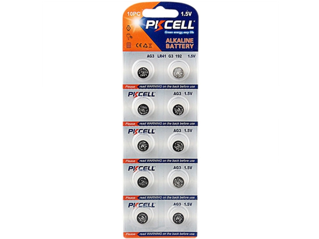 12287 - PKCELL AG3 - LR41 - 192 ALKALINE (10 )   