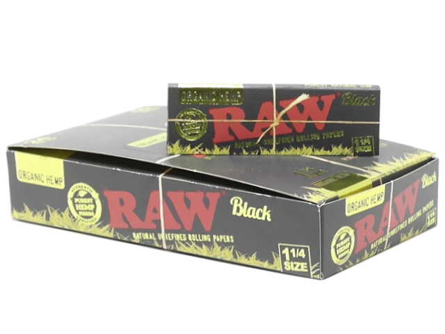 Χαρτάκια RAW BLACK ORGANIC HEMP 50 SIZE 1 &1/4 ΜΑΥΡΟ ΑΛΕΥΚΑΝΤΟ (κουτί των 24τεμ)