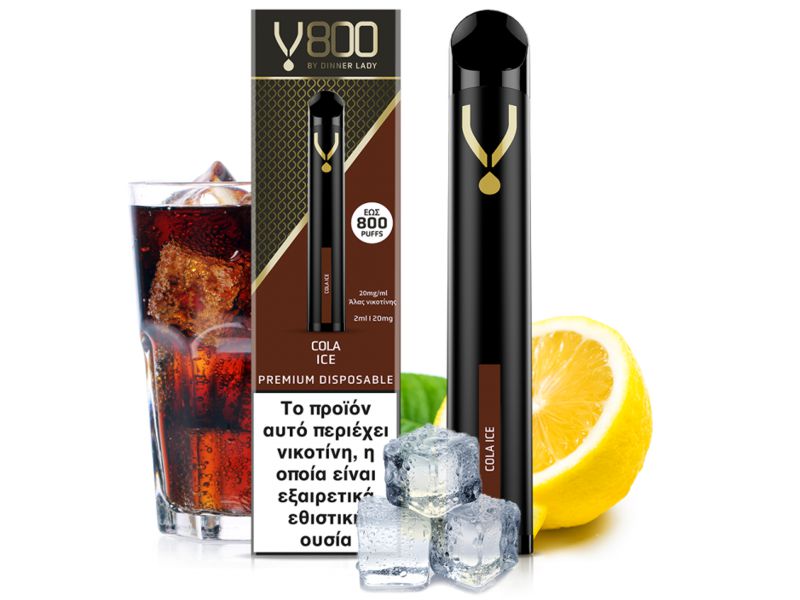 Ηλεκτρονικό τσιγάρο μιας χρήσης DINNER LADY V800 2ml Disposable COLA ICE 20mg (παγωμένη κόλα)
