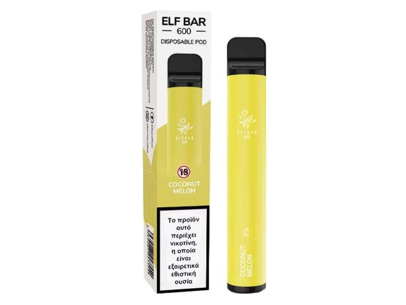 12832 - Ηλεκτρονικό τσιγάρο μιας χρήσης ELF BAR 600 COCONUT MELON 20mg (καρύδα και πεπόνι) 2ml