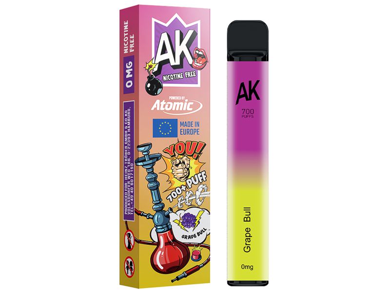 12834 - Ηλεκτρονικό τσιγάρο μιας χρήσης ATOMIC AROMA KING GRAPE BULL 2ml χωρίς νικοτίνη (σταφύλι με ενεργειακό ποτό)