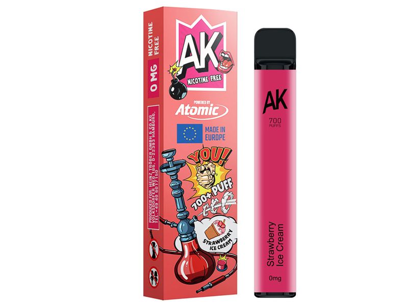 Ηλεκτρονικό τσιγάρο μιας χρήσης ATOMIC AROMA KING STRAWBERRY ICE CREAM 2ml χωρίς νικοτίνη (παγωτό φράουλα)