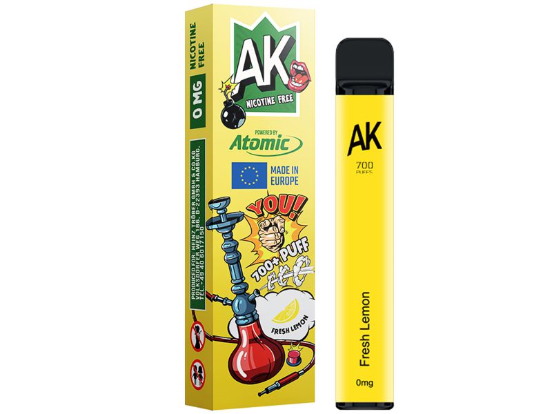 12842 - Ηλεκτρονικό τσιγάρο μιας χρήσης ATOMIC AROMA KING FRESH LEMON 2ml χωρίς νικοτίνη (φρέσκο λεμόνι)