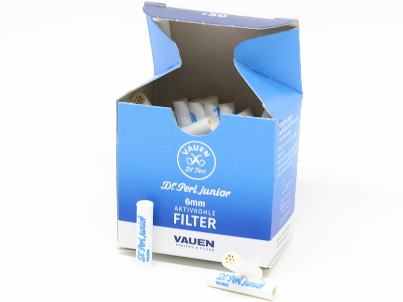Vauen Dr Perl Junior Filters 6mm Ενεργού Άνθρακα Extra Slim 50 φίλτρα