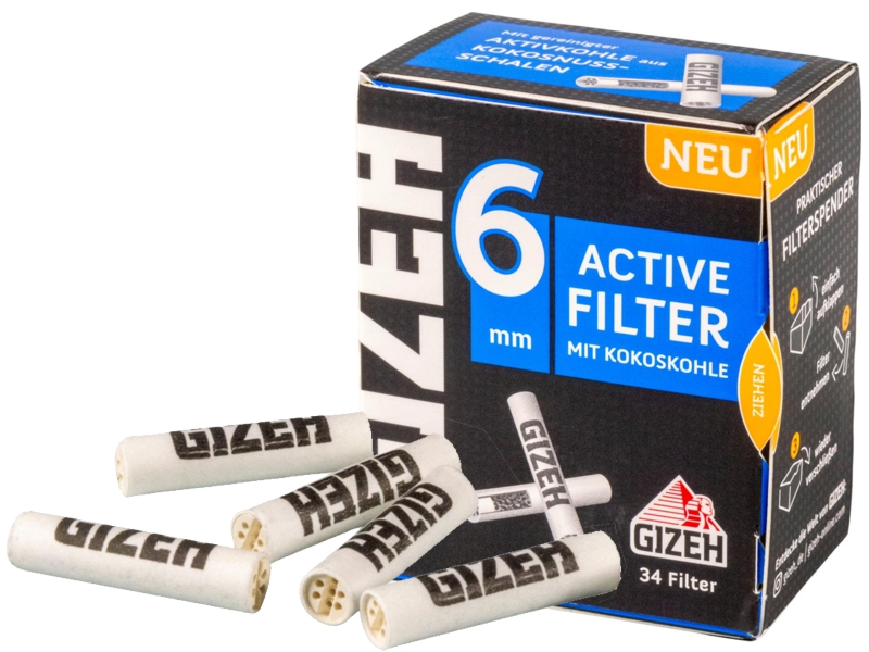 13020 - Φιλτράκια GIZEH 6mm Ενεργού Άνθρακα Active Filter 34
