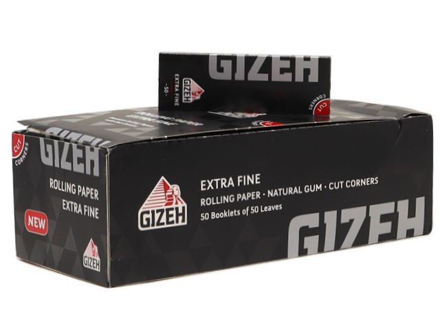 GIZEH BLACK EXTRA FINE 50 CUT CORNERS Χαρτάκια Στριφτού (Κουτί των 50τεμ)