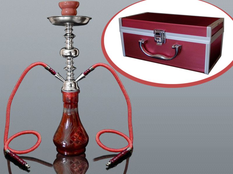 13443 -  MADO SHISHA  48cm HOOKAH 2 HOSE RED 665-5512   