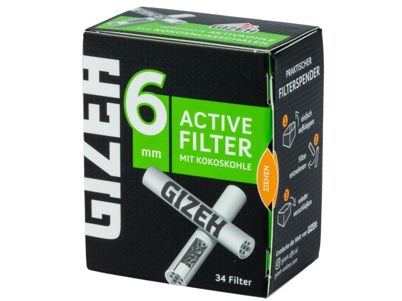 13449 - Φιλτράκια GIZEH 6mm Ενεργού Άνθρακα Active Filter 34 Green