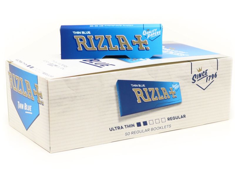 RIZLA Blue Thin μπλε 50 κουτί με 50 χαρτάκια στριφτού