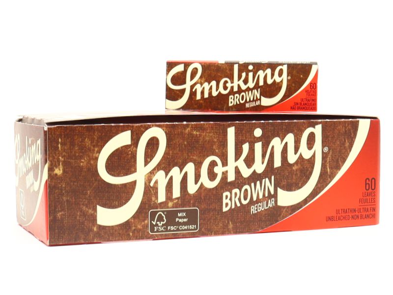 13518 - Smoking Brown Regular Ακατέργαστο 60 Χαρτάκια Στριφτού (Κουτί 50τεμ)