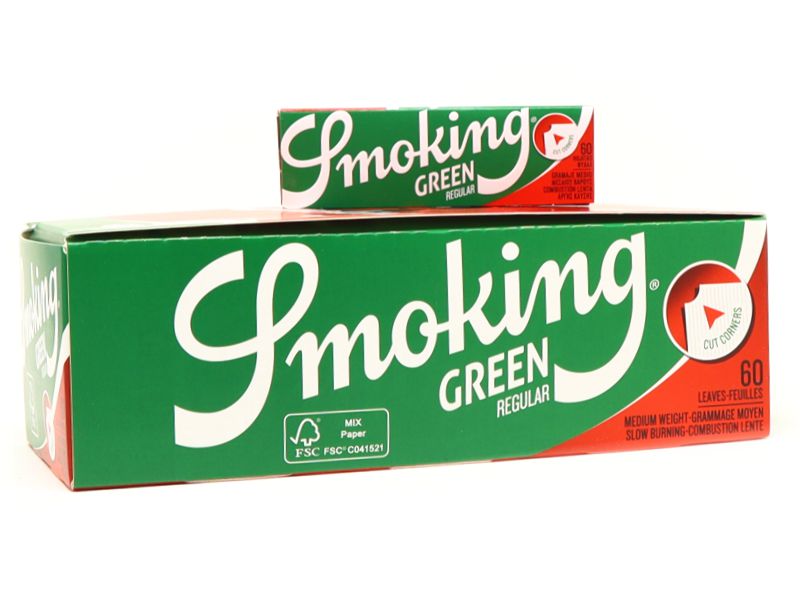13520 - Smoking GREEN Cut Corners Regular 60 Χαρτάκια Στριφτού (κουτί 50τεμ)