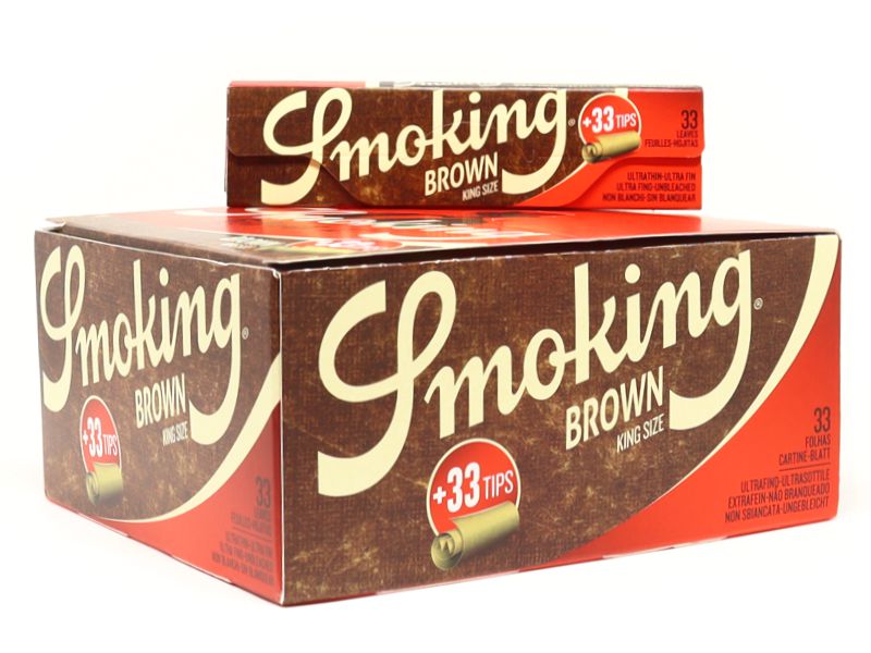 13528 - Smoking BROWN King Size Ακατέργαστο + Tips με Τζιβάνες (κουτί 24τεμ)