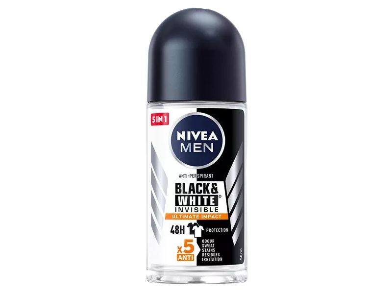 13728 - NIVEA BLACK & WHITE INVISIBLE Ultimate Impact 5 in 1 Ανδρικό Αποσμητικό Roll-on 50ml