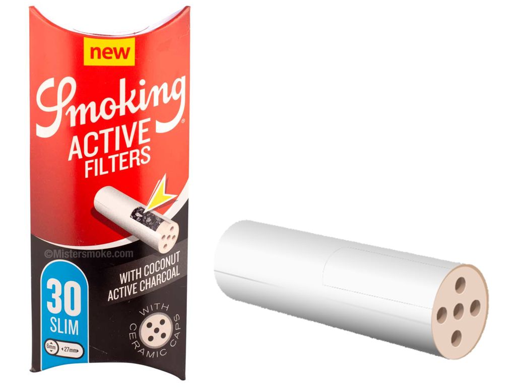 SMOKING ACTIVE FILTERS 6mm SLIM 30pcs ΦΙΛΤΡΑ ΕΝΕΡΓΟΥ ΑΝΘΡΑΚΑ