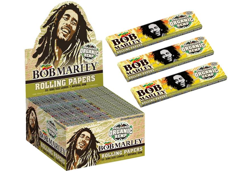 14004 - Χαρτάκια στριφτού Bob Marley King Size Unbleached Organic Hemp (Κουτί των 50 τεμ)