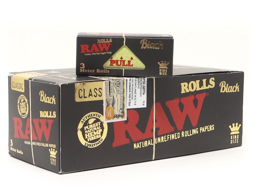 RAW BLACK ROLL CLASSIC KING SIZE UNREFINED 3  ( 12 )