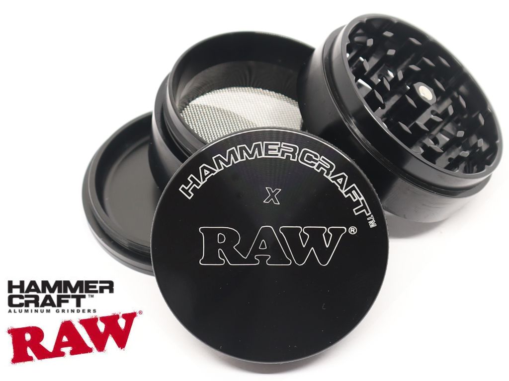 14073 - HAMMERCRAFT X RAW ALUMINIUM BLACK LARGE 63mm 4 PARTS GRINDER