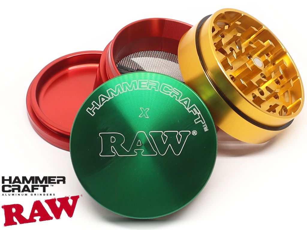 HAMMERCRAFT X RAW ALUMINIUM RASTA LARGE 63mm 4 PARTS GRINDER