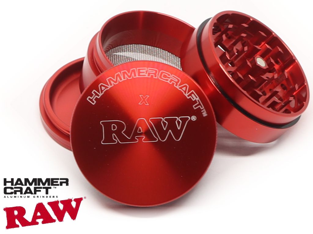14085 - HAMMERCRAFT X RAW ALUMINIUM RED MEDIUM 56mm 4 PARTS GRINDER