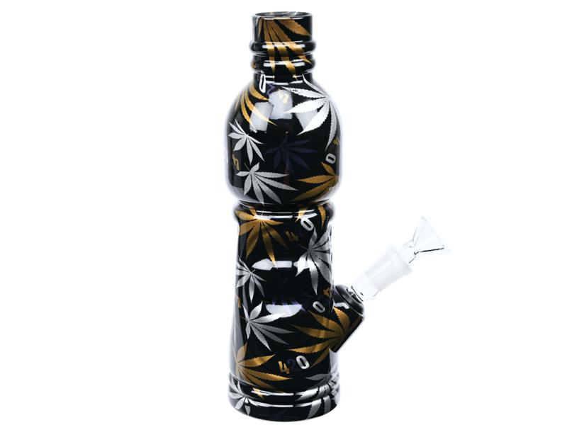  Bong ATOMIC-Glassbong 12cm Bottle Leaf  0212872
