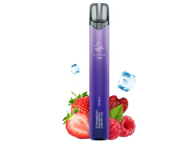 15165 - ����������� ������� ���� ������ ELF BAR 1000V STRAWBERRY RASPBERRY CHERRY ICE 20mg (�������,��������� ��� ������ �� ����) 2ml