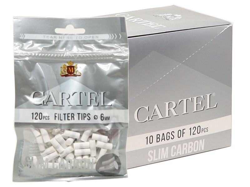 5073 - Κουτί με 10 φιλτράκια Cartel CARBON Slim 6mm ενεργού άνθρακα με 120 φίλτρα