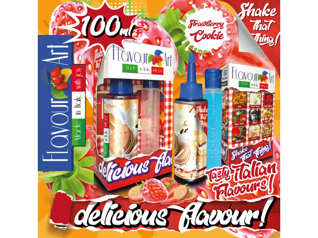 FLAVOURART MIX AND SHAKE COOKIE STRAWBERRY 100ML (μπισκότο και φράουλα)
