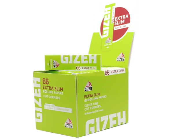 8744 - Χαρτάκια GIZEH Extra Slim Super Fine 66 (λαχανί) κουτί με 50 στενά τσιγαρόχαρτα