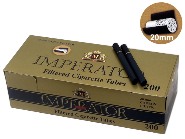8909 - Άδεια τσιγάρα IMPERATOR 200 CARBON 20mm BLACK FILTER ΕΝΕΡΓΟΥ ΑΝΘΡΑΚΑ KS