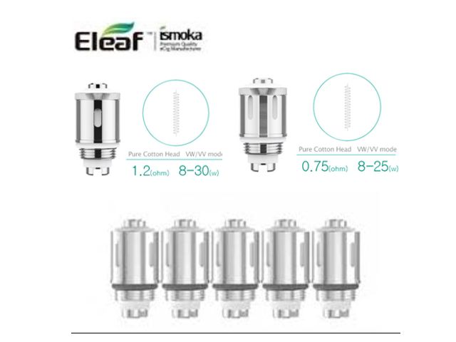   &  ELEAF GS AIR Pure Cotton (0.75ohm & 1.2ohm & 1.5ohm & Ni 0,15) 5 