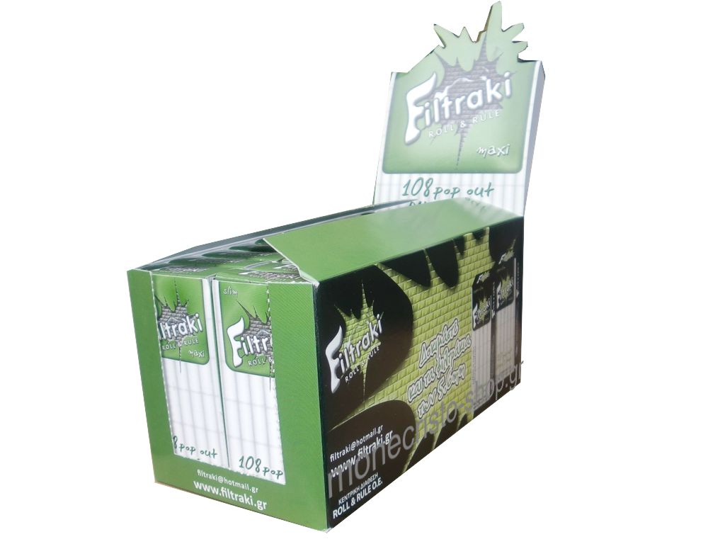 filtraki slim 6mm maxi κουτί 20 τεμαχίων με 108 φίλτρα στριφτού
