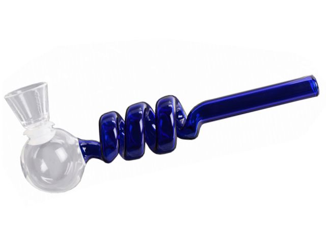 10409 - Glass Pipe Twist γυάλινη πίπα 14.5cm 0212787 Μπλε