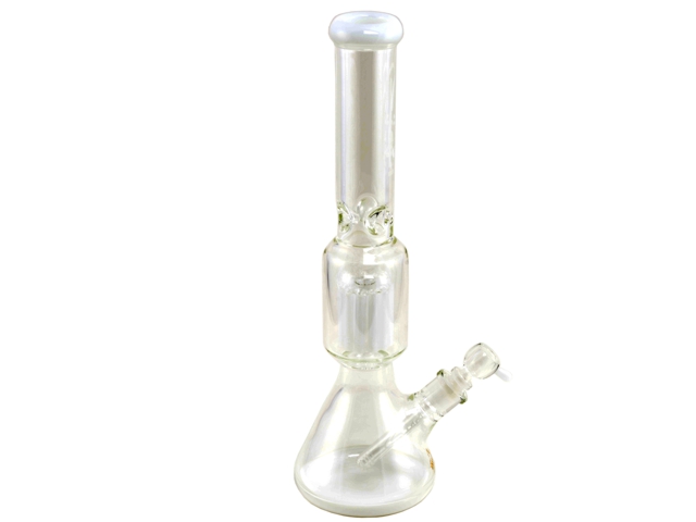 8203 -   Glassbong 45cm Clear & White 0212643 Ice Bong (      )