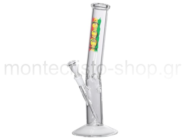 6764 -   SMILEY HANGOVER GLASS ICE BONG 40cm 02590