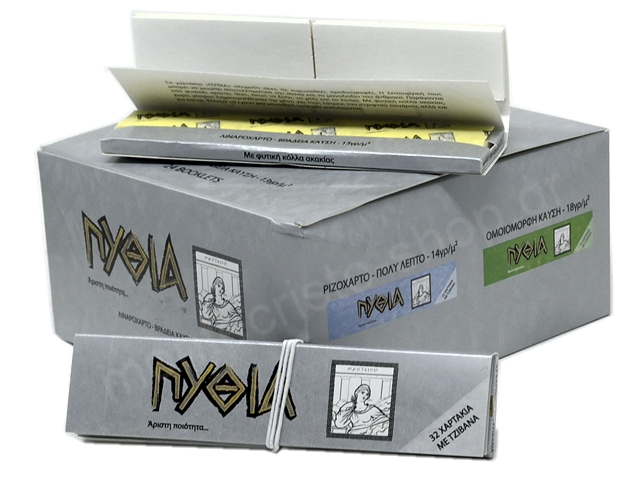 11403 - Χαρτάκια Πυθία Silver Ασημί King Size με τζιβάνες (κουτί 24 τεμ)