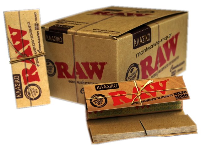 Χαρτάκια στριφτού Raw με τζιβάνες κλασικό ακατέργαστο (κουτί με 24 τεμάχια)