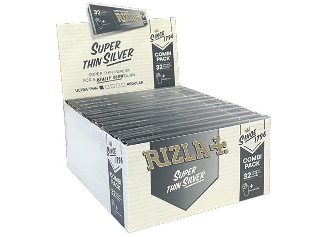 Χαρτάκια στριφτού RIZLA SILVER King Size 32 με τζιβάνες κουτί 24 τεμαχίων