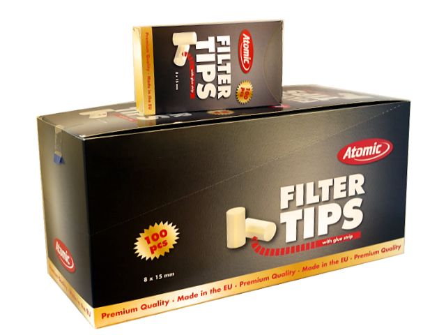 3740 - Κουτί με 20 φιλτράκια για στριφτό Atomic Filter Tips 8mm 100 με κόλλα για κανονικό τσιγάρο