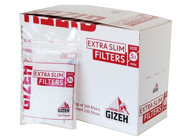 4420 - Κουτί με 20 φιλτράκια στριφτού Gizeh extra Slim Filters 5.3mm Bag 150 GIF002
