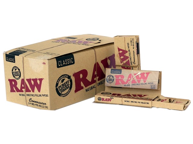 6192 -   24 RAW CONNOISSEUR Classic 1 1/4 SIZE + PRE ROLLED TIPS