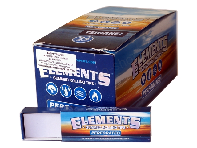 Κουτί με 24 τζιβάνες Gummed Rolling Tips Elements Perforated σπαστές με κόλλα