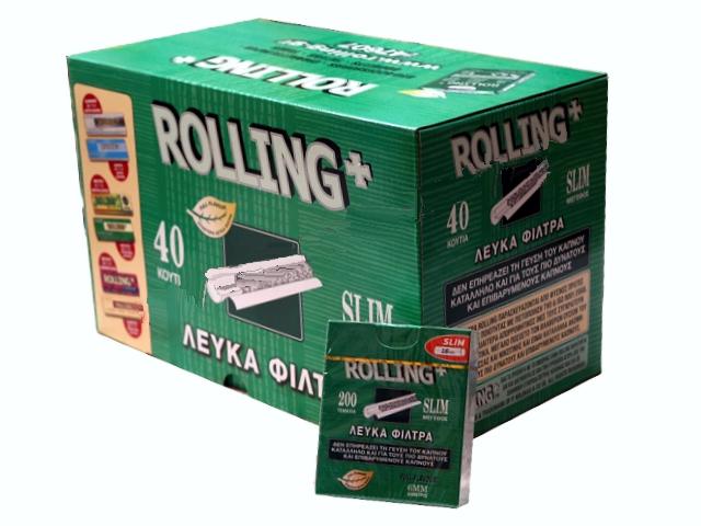 Κουτί με 40 φιλτράκια στριφτού Rolling 47607 Slim 6mm 200 τεμάχια (τιμή 0.55 το ένα)