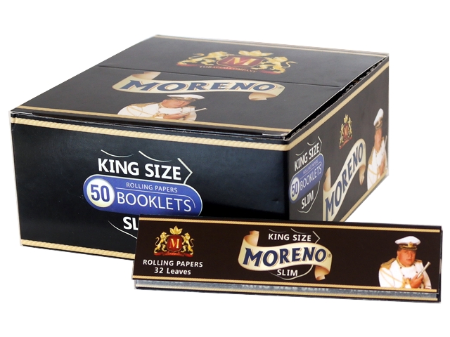 Κουτί με 50 χαρτάκια στιφτού MORENO Black KING SIZE SLIM